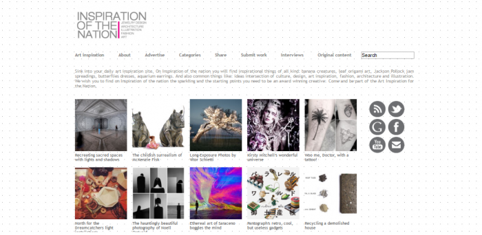 Inspiration of the nation - homepage with articles